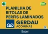 Capa da Planilha de Bitolas Gerdau com tabela completa de perfis laminados disponível para download gratuito em Excel.