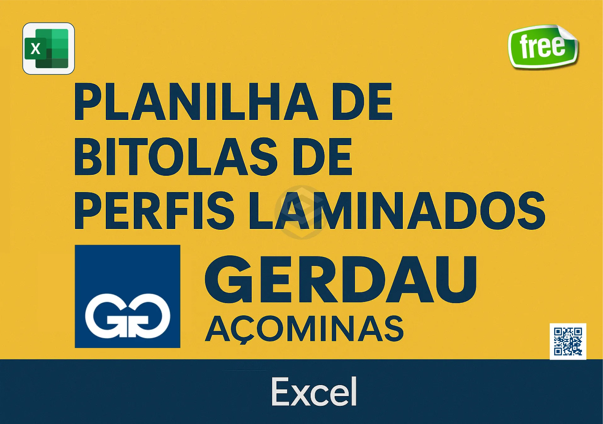 Capa da Planilha de Bitolas Gerdau com tabela completa de perfis laminados disponível para download gratuito em Excel.