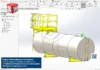 Plataforma para Acesso a Boca de Visita - Tanque - Assembly projetada em SolidWorks com estrutura metálica elevada, guarda-corpo e acesso técnico seguro
