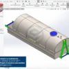 Tanque Aéreo 12000 Litros - Elíptico - Assembly com estrutura rodoviária completa e modelagem 3D no SolidWorks. Capa Vista Isométrica