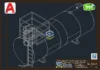 Plataforma para Acesso a Boca de Visita - Tanque - DWG Grátis em vista isométrica com estrutura metálica detalhada e escada de acesso frontal