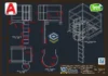 Plataforma para Acesso a Boca de Visita - Tanque - DWG Grátis com vistas frontal, superior, lateral e isométrica desenhadas no AutoCAD
