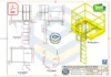Plataforma para Acesso a Boca de Visita - Tanque - PDF Grátis com vistas detalhadas e modelo isométrico colorido para estudo técnico.