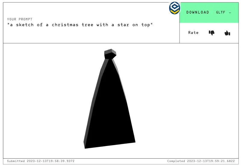 Text-to-CAD - "a sketch of a christmas tree with a star on top" " (um esboço de uma árvore de Natal com uma estrela no topo)
