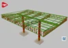Posto de Combustível 13x19m - Cype 3D 2019a - Vista 3D isométrica da estrutura metálica e placas de base do Posto de Combustível 13x19m – Cype 3D 2019a.