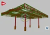 Estrutura metálica e blocos de fundação do Posto de Combustível 16x20m – Cype3D 2020f em vista 3D.