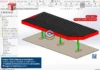 Modelo em SolidWorks do Posto de Combustível 11x28m - Assembly com estrutura metálica completa, incluindo cobertura e montagem editável.