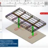 Posto de Combustível 9x17m - Assembly com estrutura metálica interna modelada no SolidWorks, pronto para personalização e visualização técnica.
