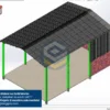 Galpão Metálico 10x15m - Assembly - 7m - Projeto Assembly do Galpão Metálico 10x15m com pé direito de 7m, em SolidWorks, com cobertura completa e arquivos .SLDASM e .SLDPRT para edição.