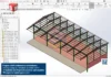 Galpão Metálico 15x40m com bico de pato 5m – Assembly no SolidWorks, com estrutura metálica detalhada e arquivos completos de montagem (.SLDASM) e peças individuais (.SLDPRT). Galpão Metálico 15x40m com Bico de Pato 5m - Assembly