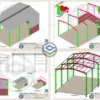 Galpão Metálico 10x15m - PDF - 7m de Pé Direito com vista isométrica e detalhes de ligações para montagem.