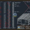 Galpão Metálico 18x25m - DWG com detalhe de pilares e contraventamento metálico.