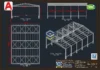 Galpao Metalico 18x25m - Tesoura Reduzida - Projeto em DWG - Loogipro - folha tecnica com vistas frontal, lateral, superior e vista isometrica da estrutura metalica.