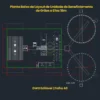 Planta Baixa de Layout Agroindustrial com Silos Metálicos 18m - Detalhe do Fluxo Operacional de Beneficiamento e Silos de Grãos DWG | Detalle del Flujo Operativo de Acondicionamiento y Silos de Granos DWG